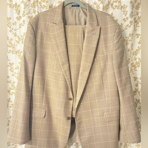Stafford Tan Checkered Men's Suit Coat